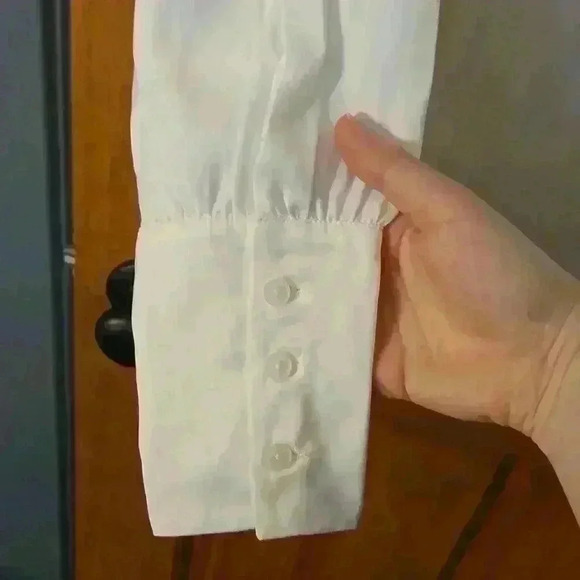 White Satin Button Down - Picture 4 of 6